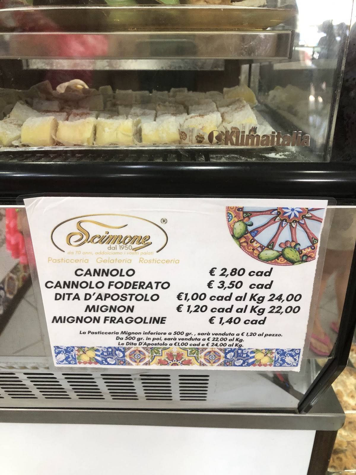 Menu di Scimone 