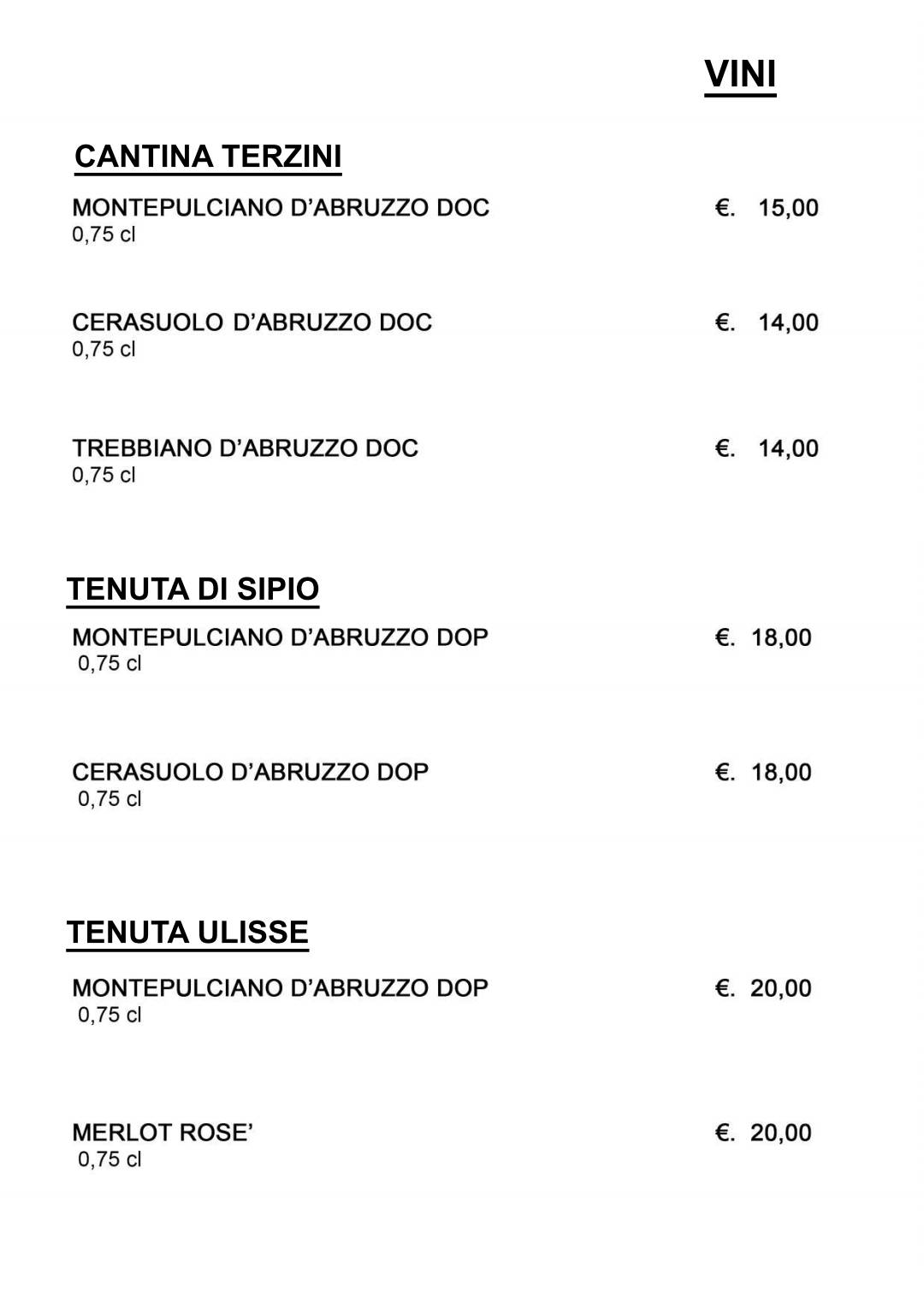 Menu di Pizzeria California 