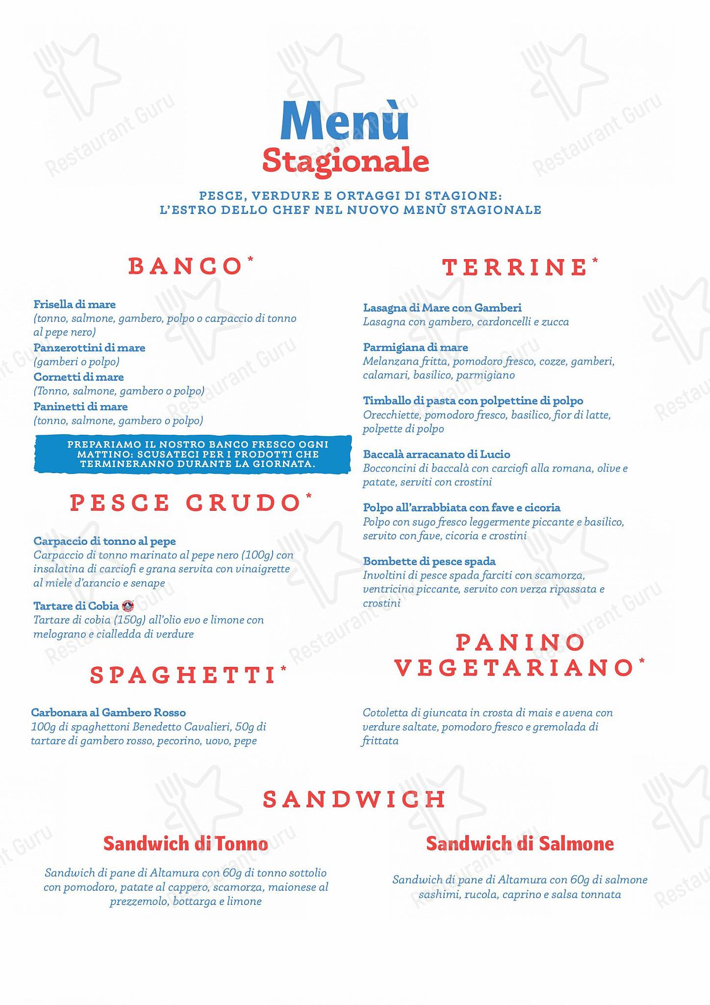 Takeaway Menu per Pescaria in Milano
