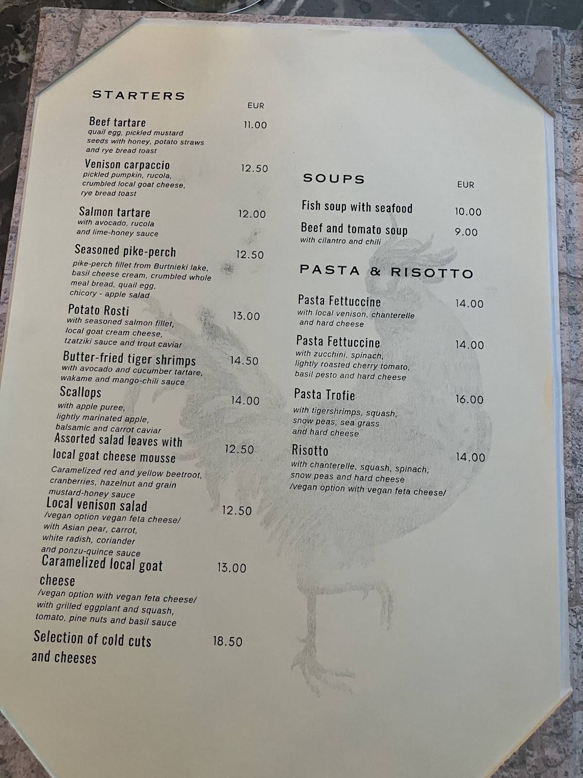 Menu de Pētergailis, restorāns