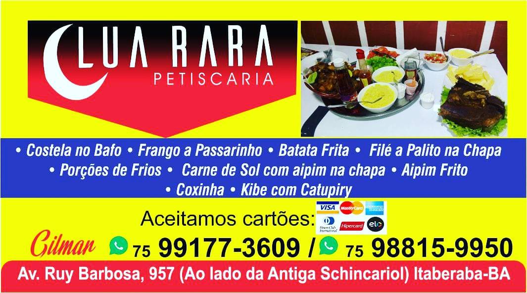 Petiscaria Lua Rara cardápio