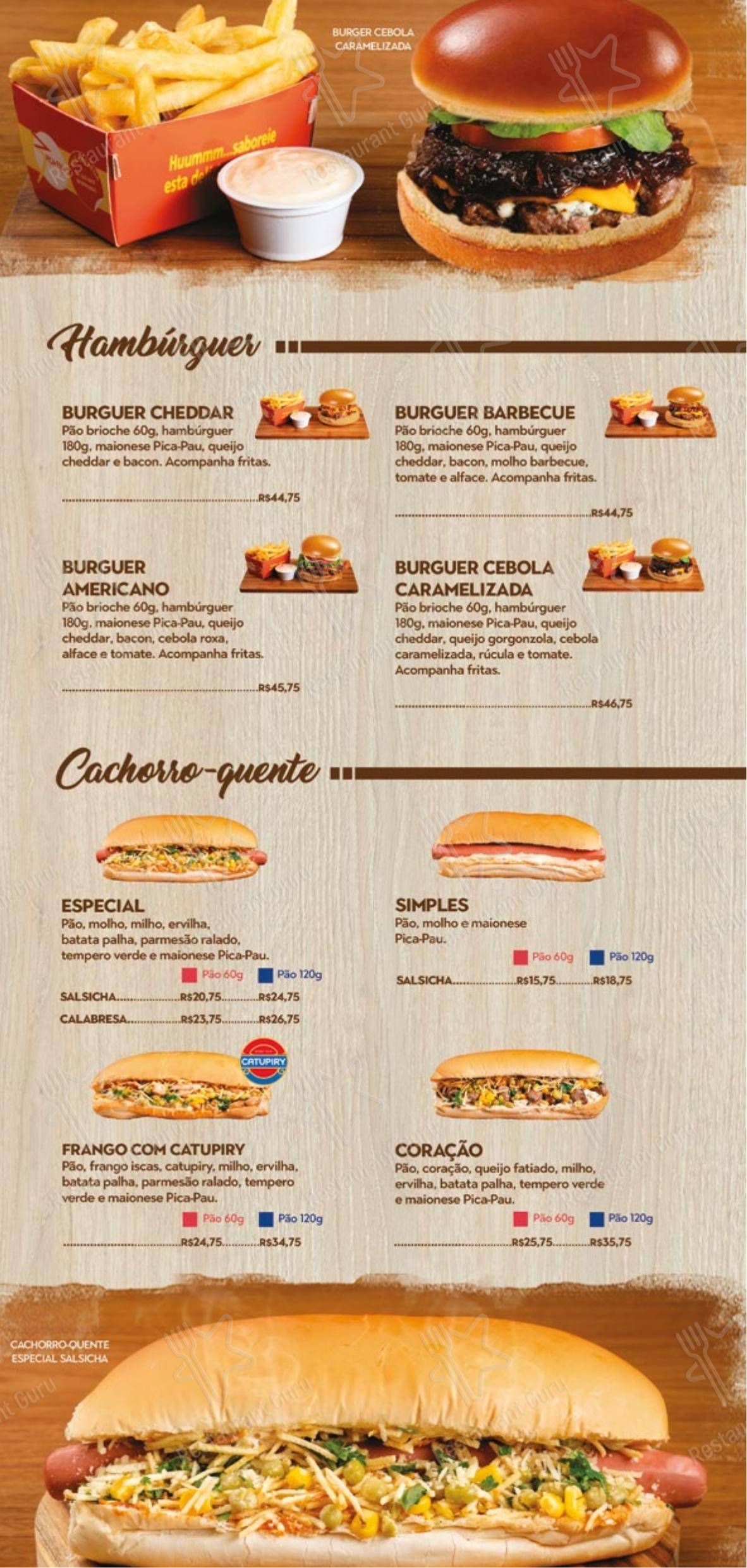 Pica-Pau Lanches - Menu
