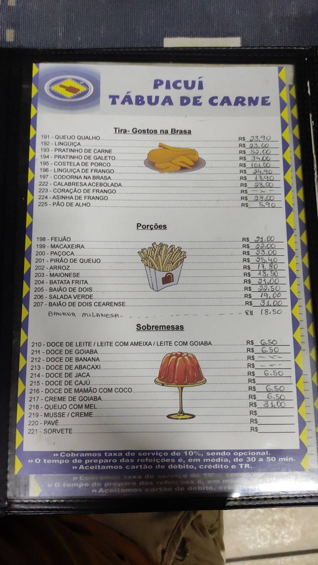 Picuí Tábua de Carne cardápio