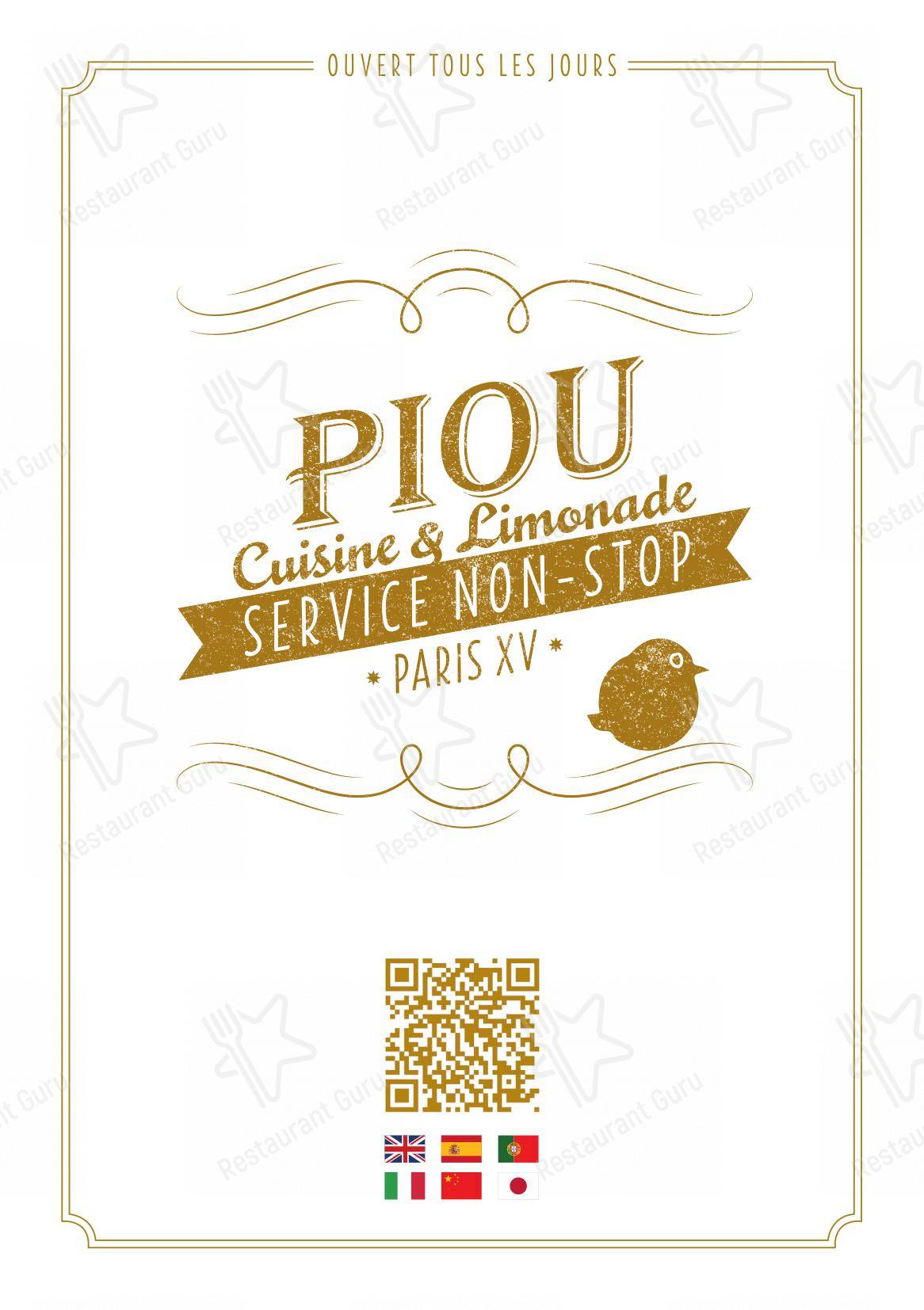 Menu pour Piou dans Paris