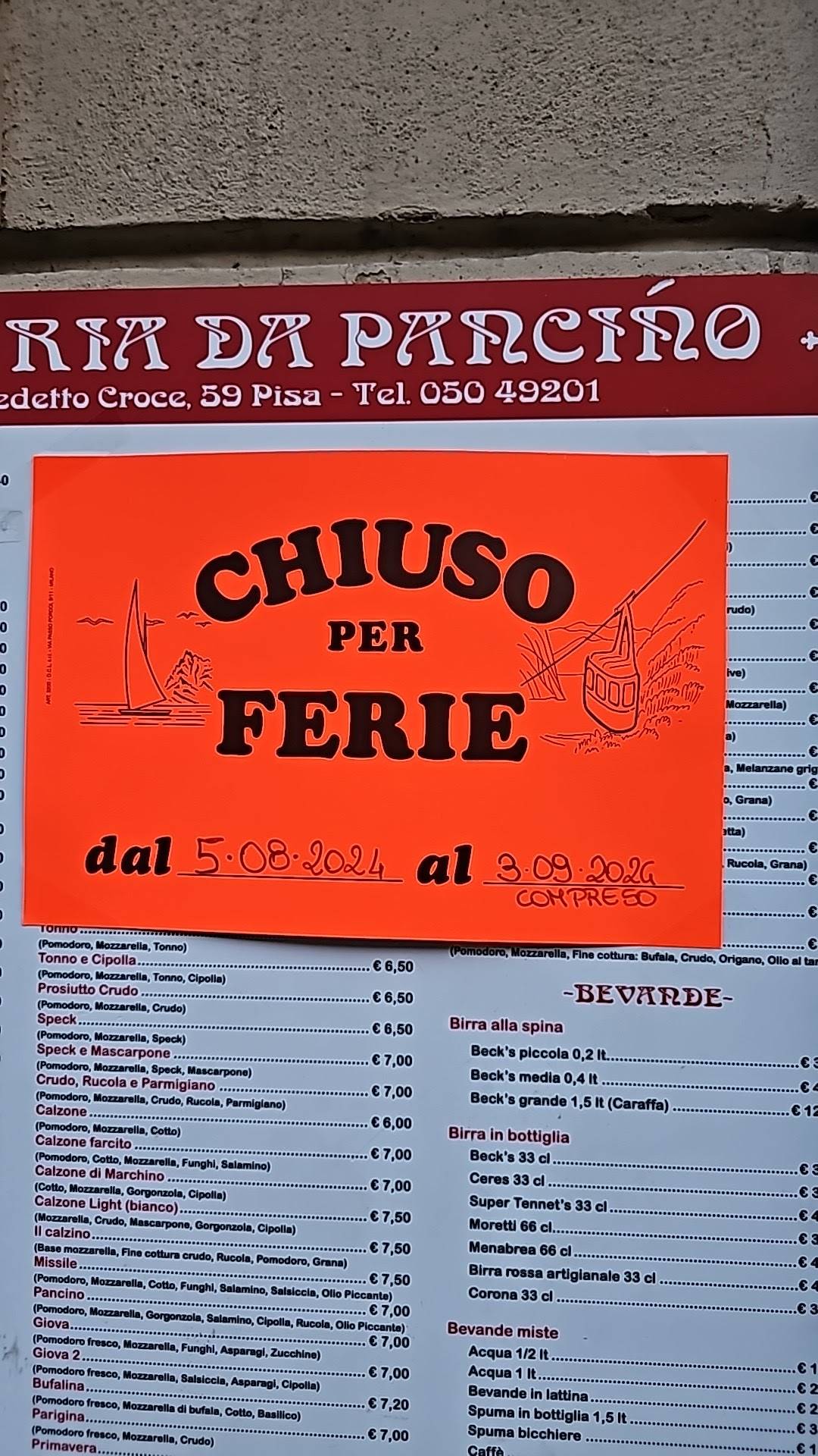 Menu di Pancino 