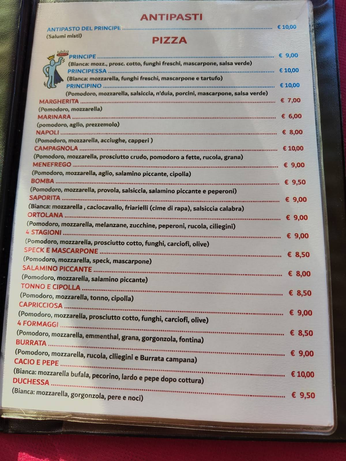 Menu di Pizzeria Il Principe della Pizza 
