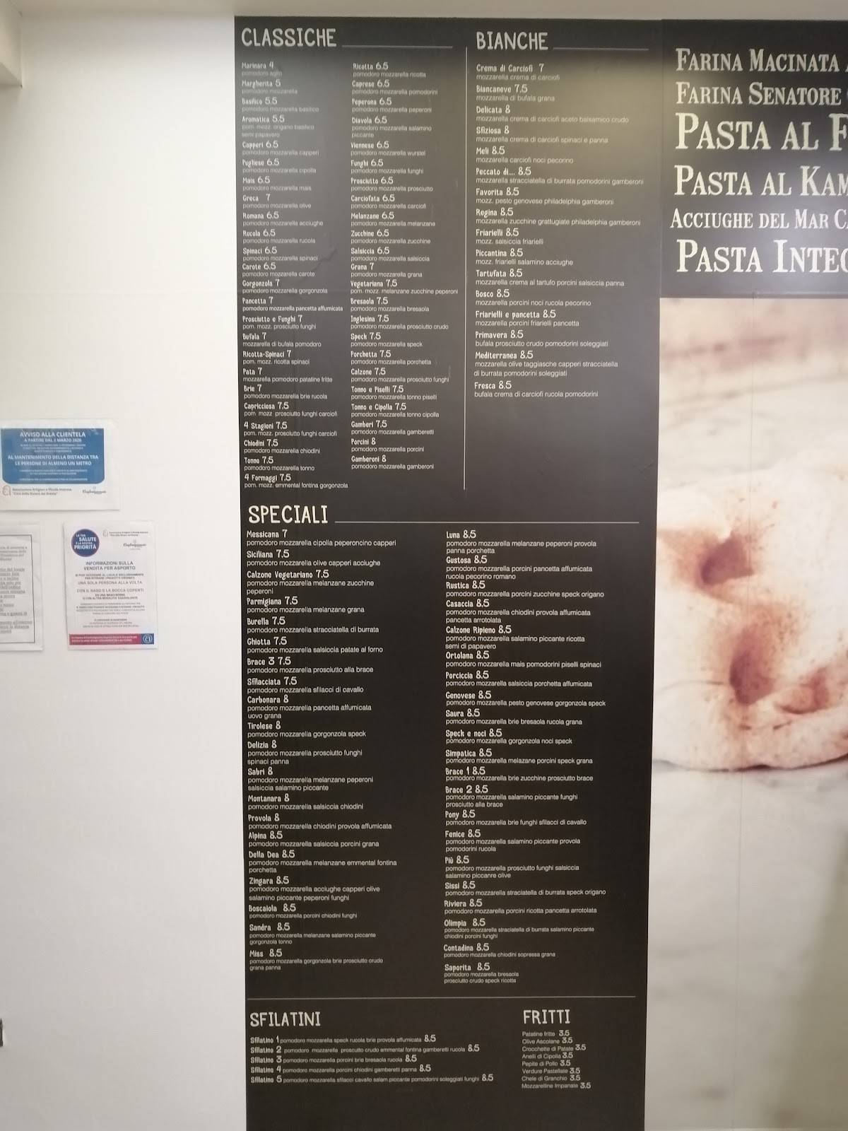 Menu di Pizz'Art Fiesso d'Artico 