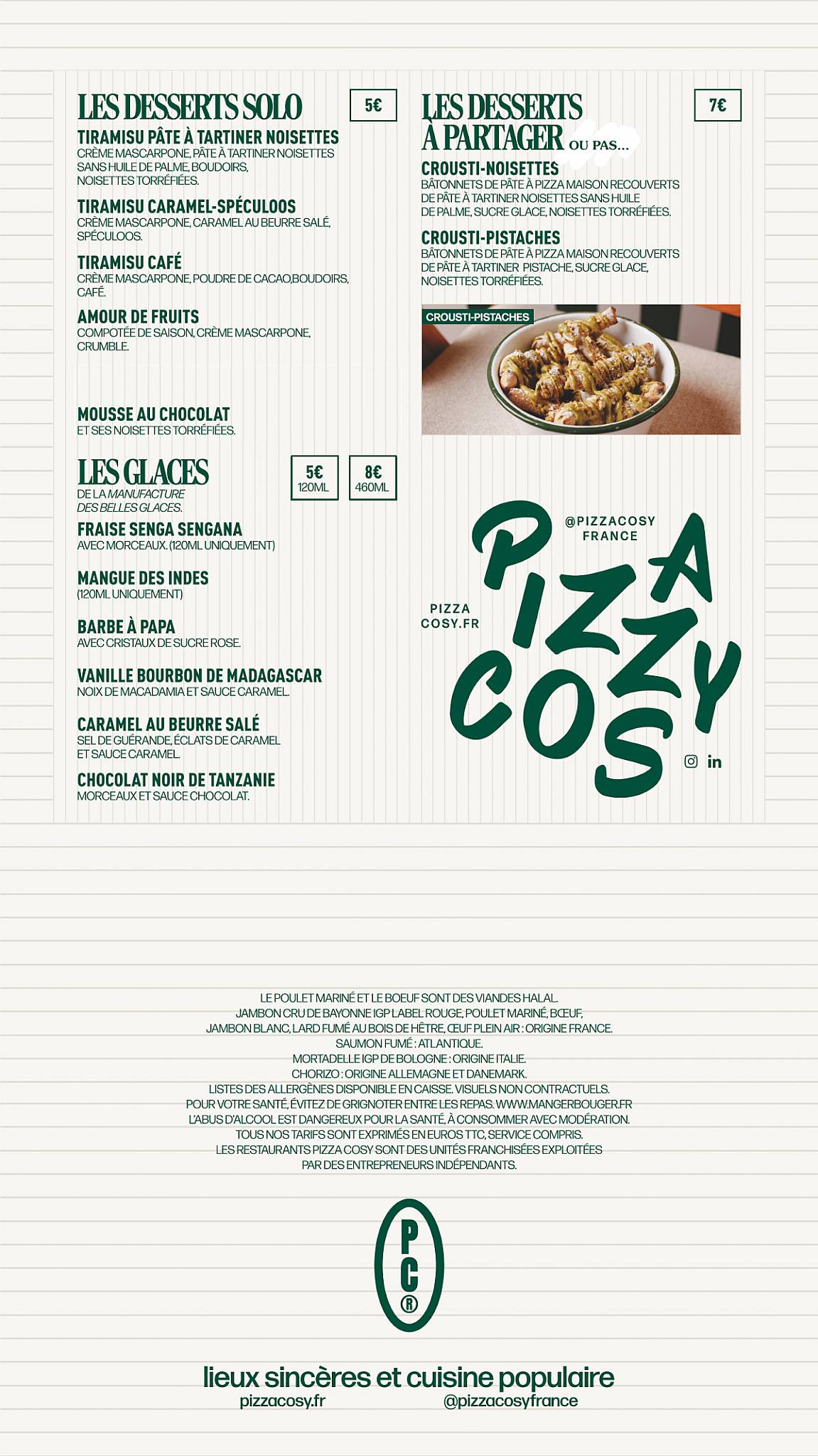 Menu de Pizza Cosy