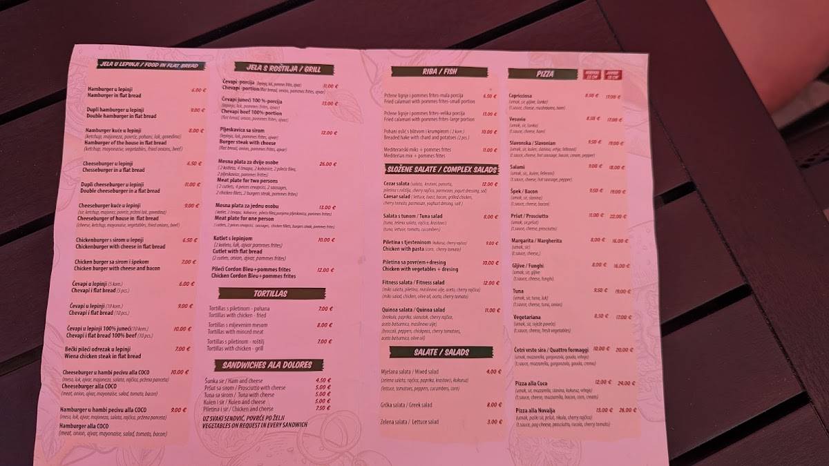 Menu di Pizza Cut Sandwich Bar COCO 