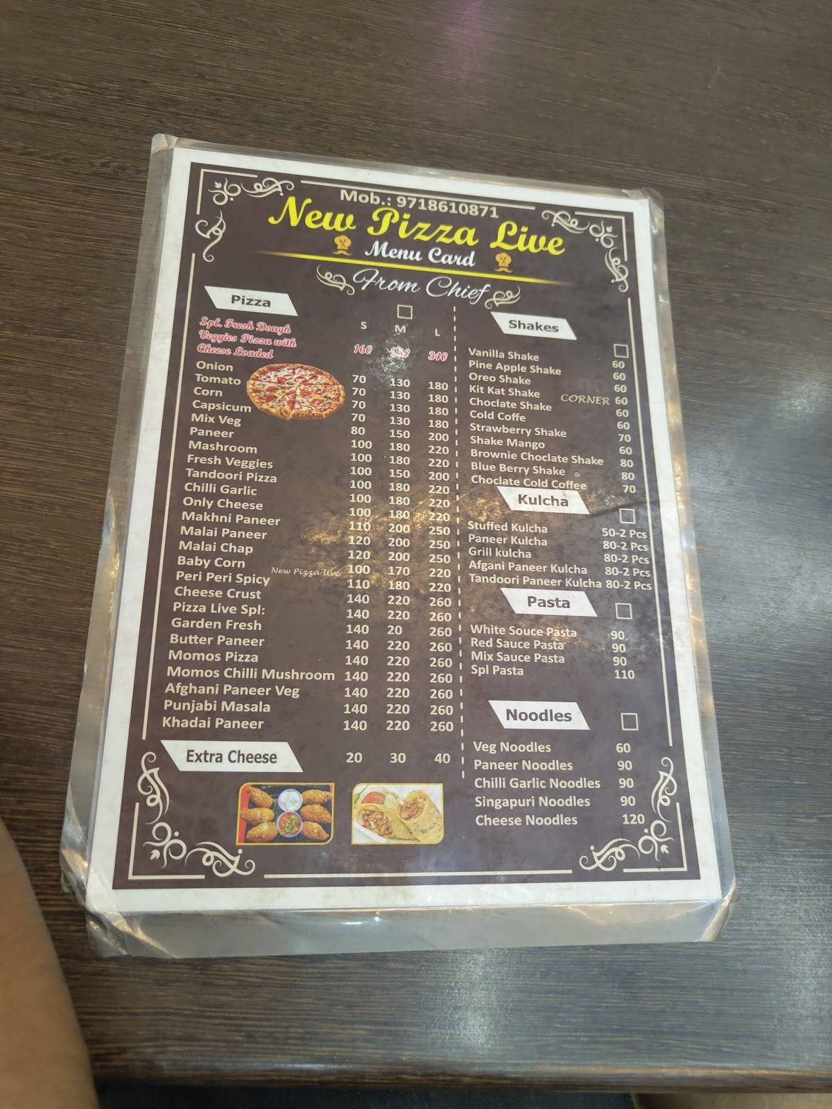 Pizza Live menu