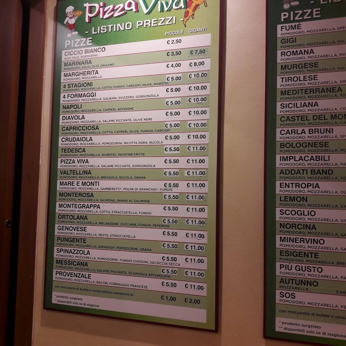 Menu di Pizza Viva Di Matera Maria 
