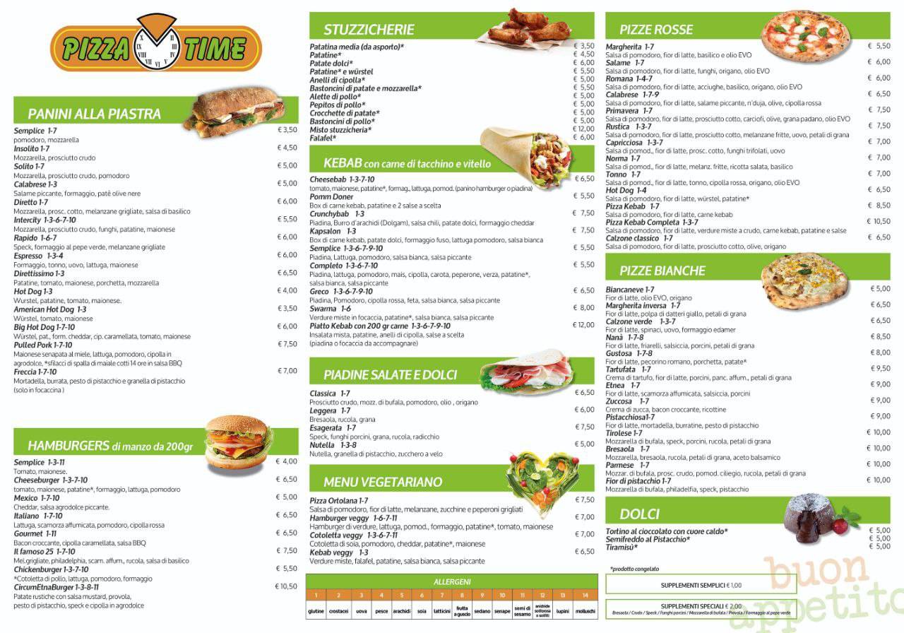 Menu di PizzaTime 