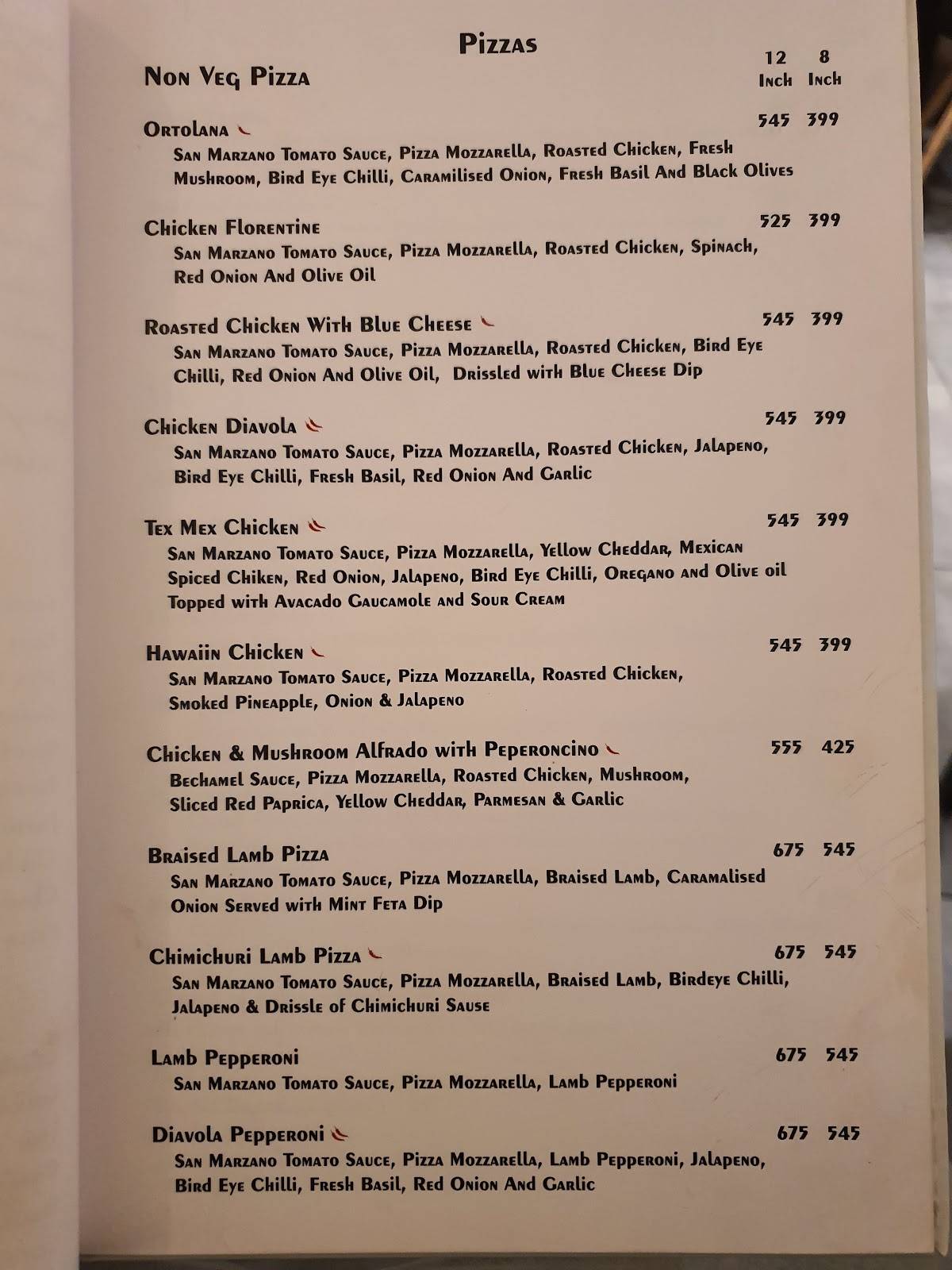 Pizzaa Chef menu