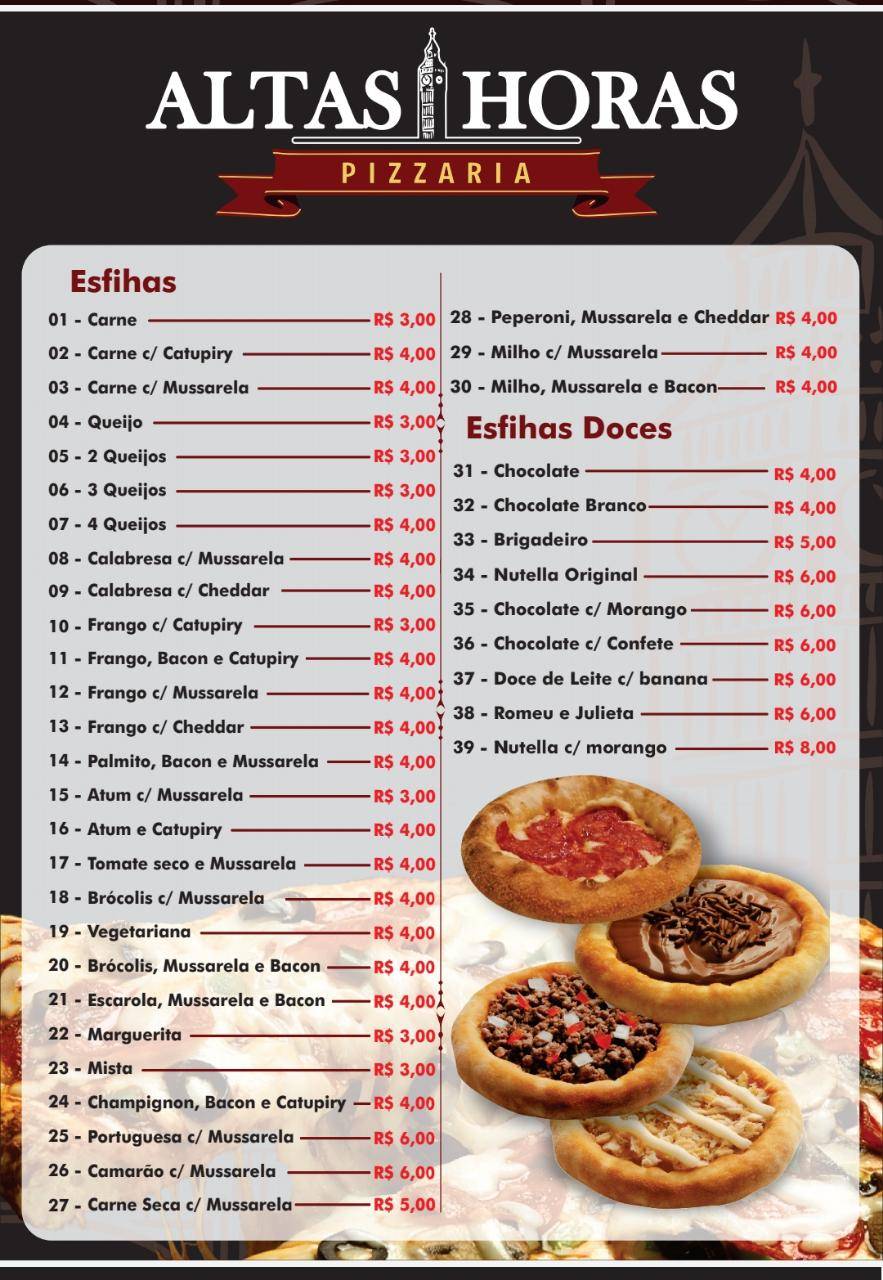 Pizzaria Altas Horas cardápio