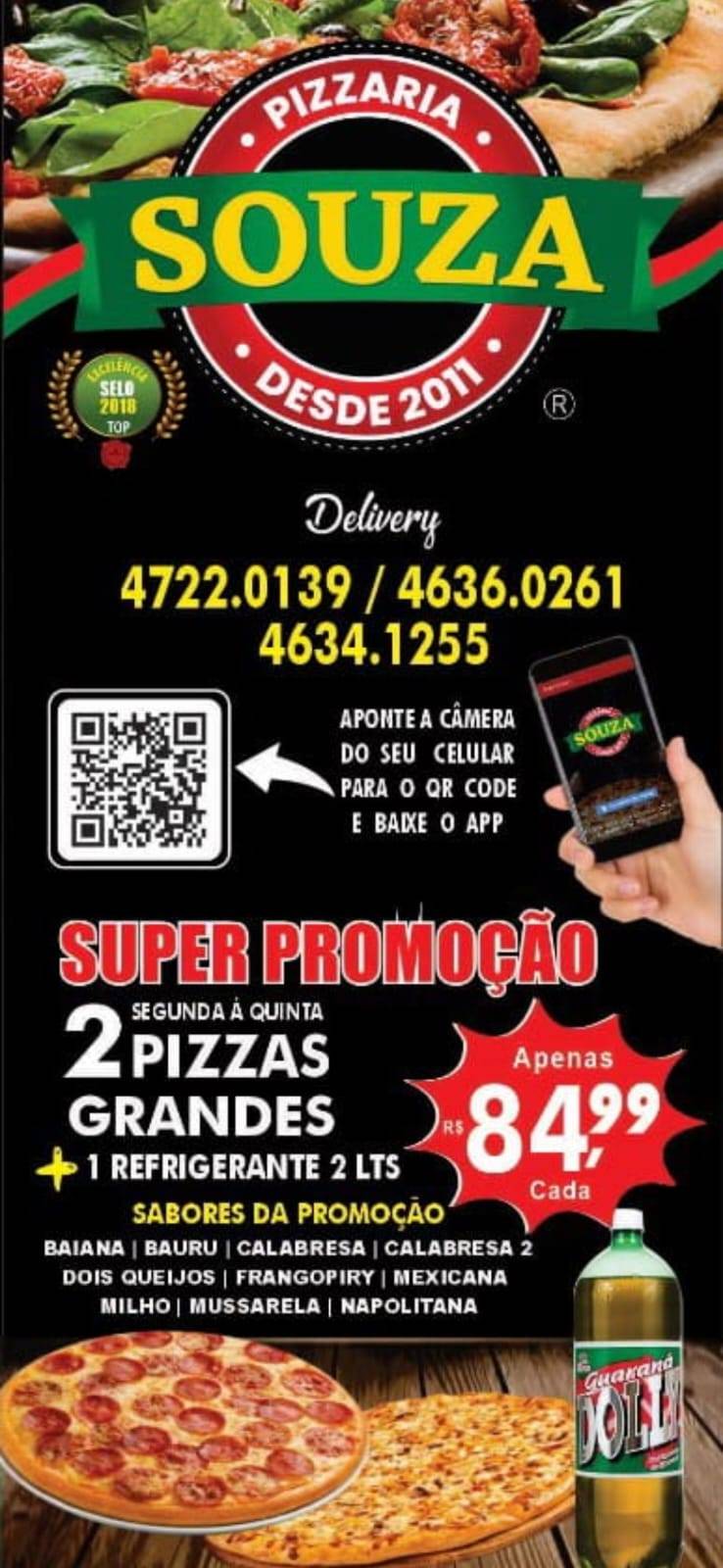 Pizzaria Souza em Poá cardápio