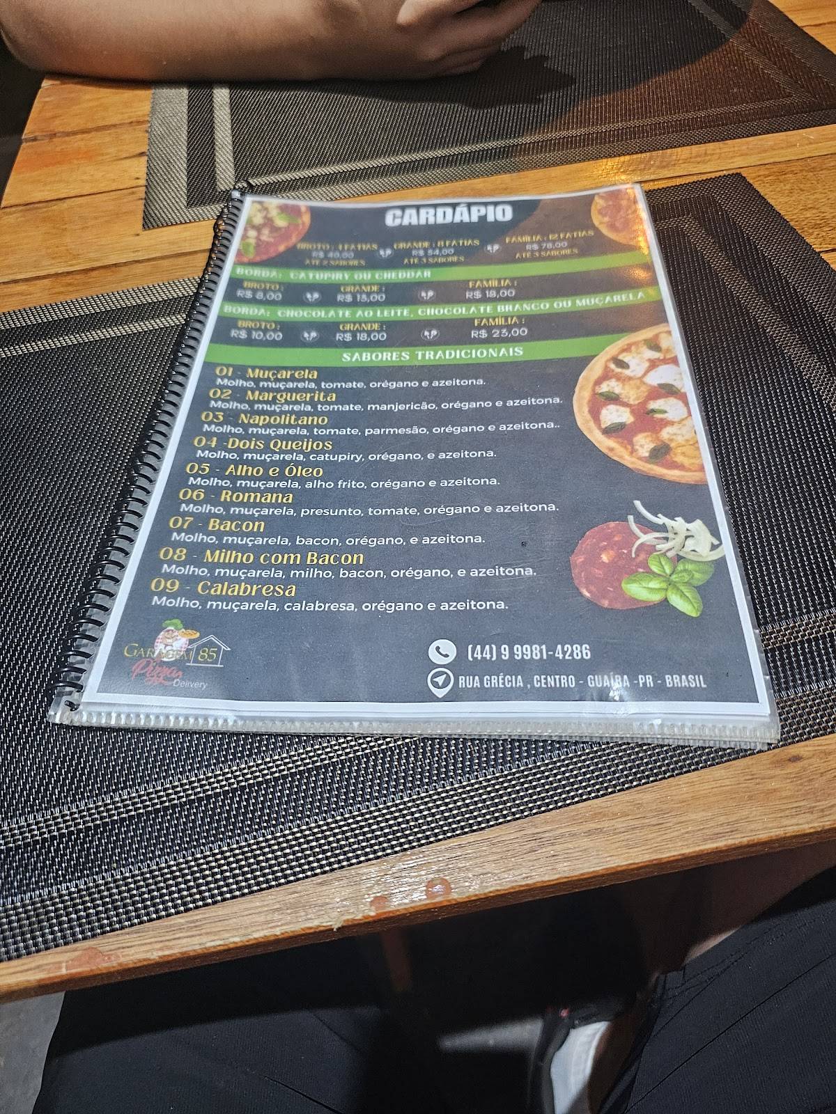 Pizzaria garagem 85 cardápio