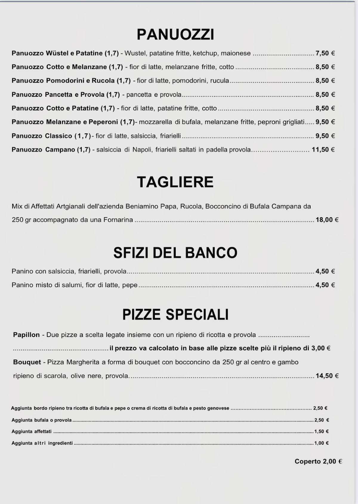 Menu di Pizzeria Anema & Core 