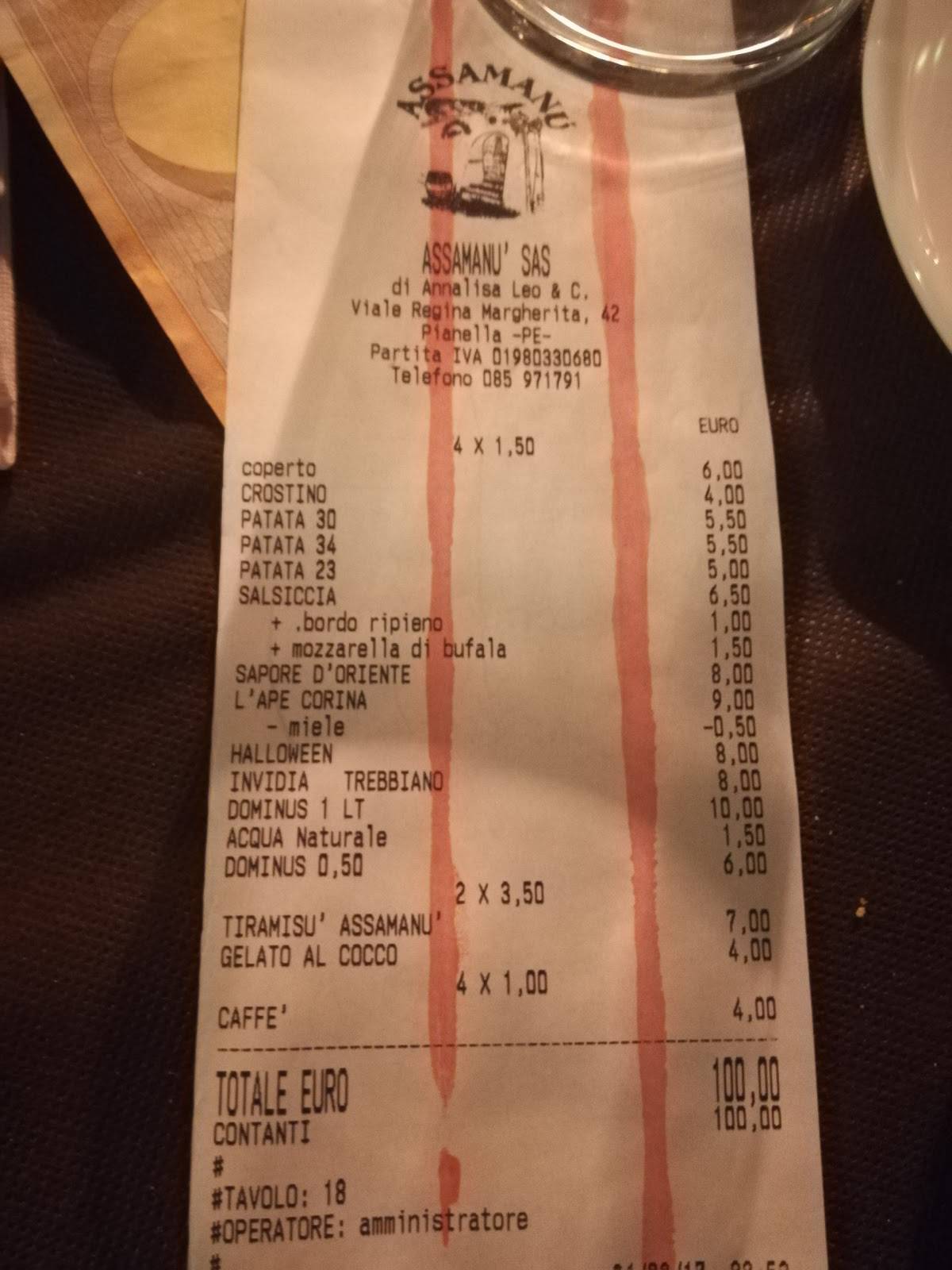 Menu di Pizzeria Assamanù 