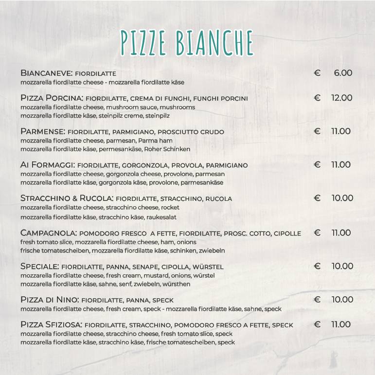 Menu di Pizzeria Avana 