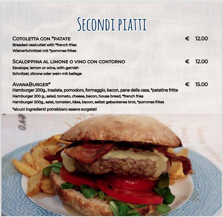 Menu di Pizzeria Avana 