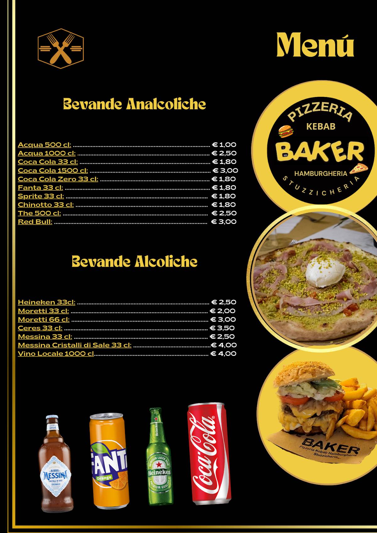 Menu di Baker pizzeria d'asporto kebab 