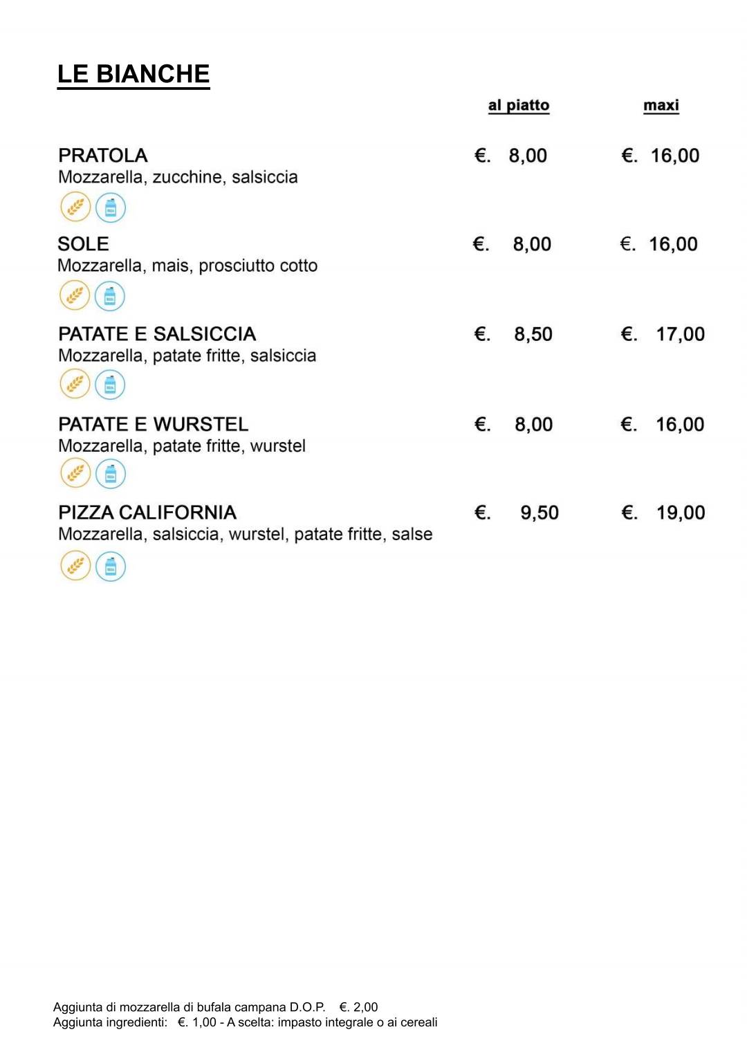 Menu di Pizzeria California 
