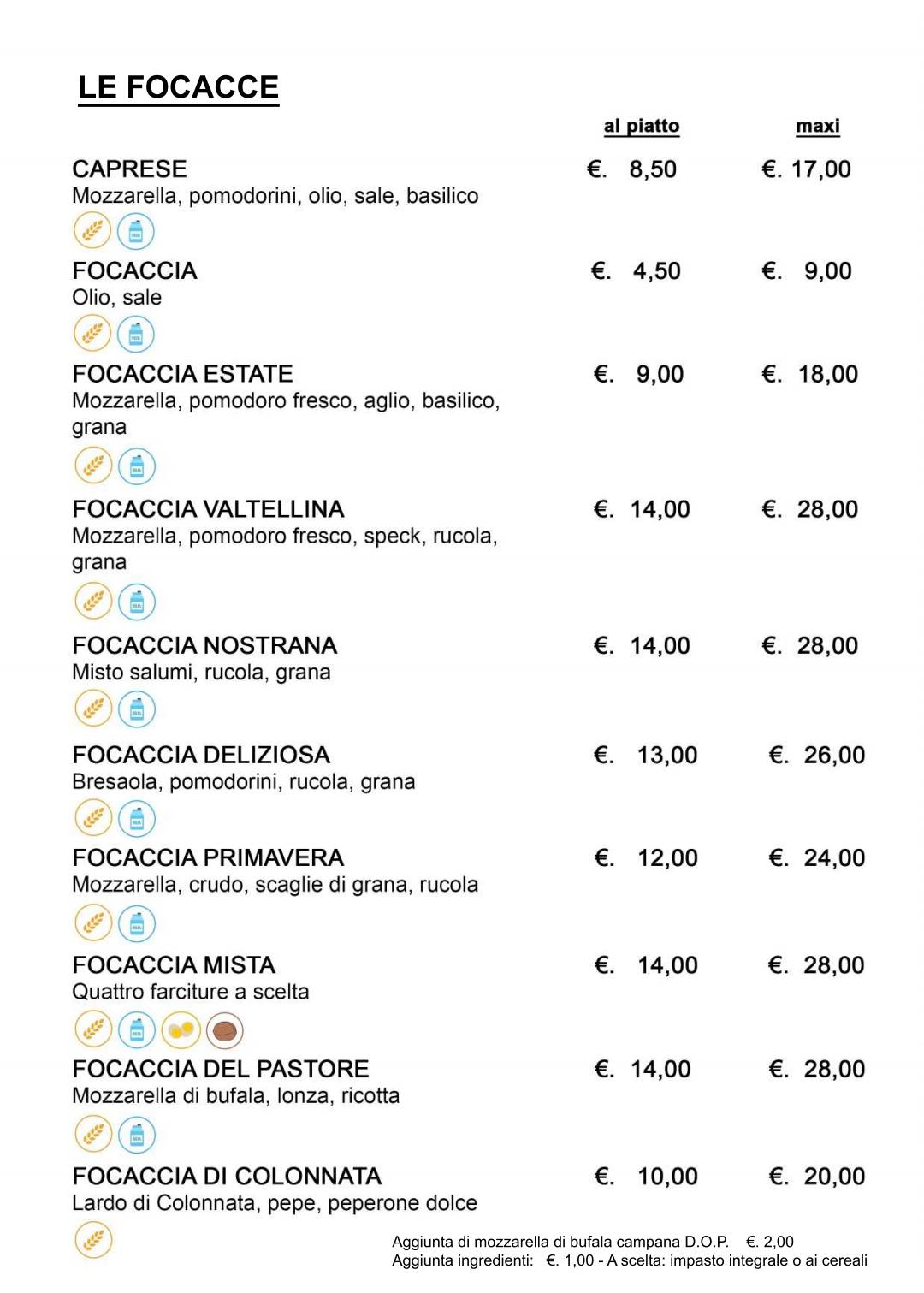 Menu di Pizzeria California 