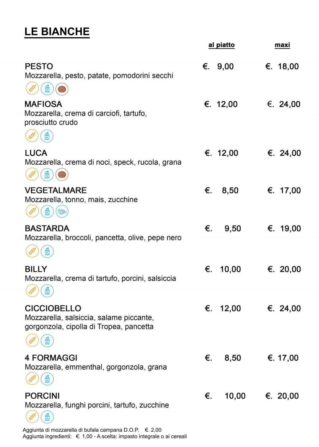 Menu di Pizzeria California 