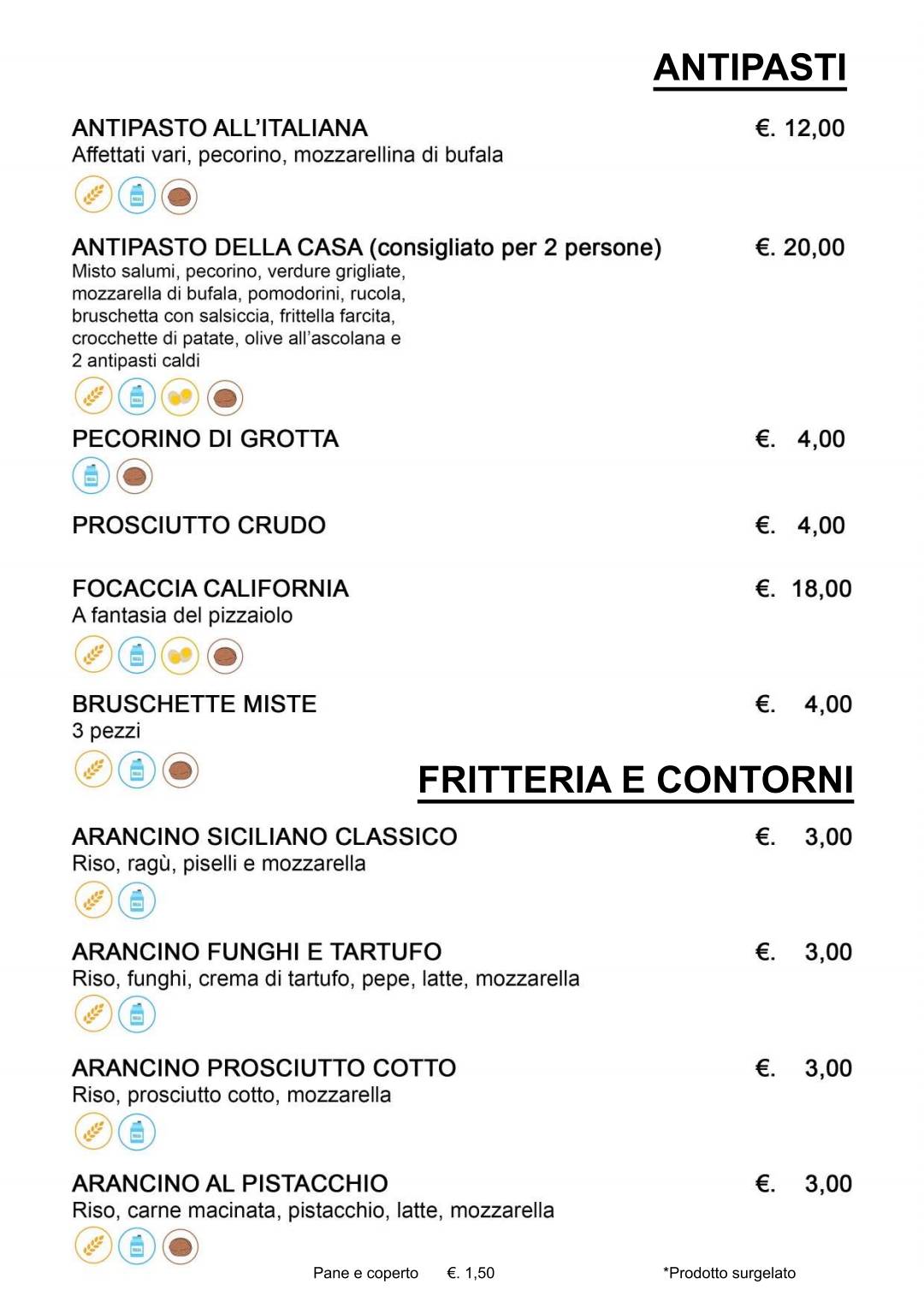Menu di Pizzeria California 