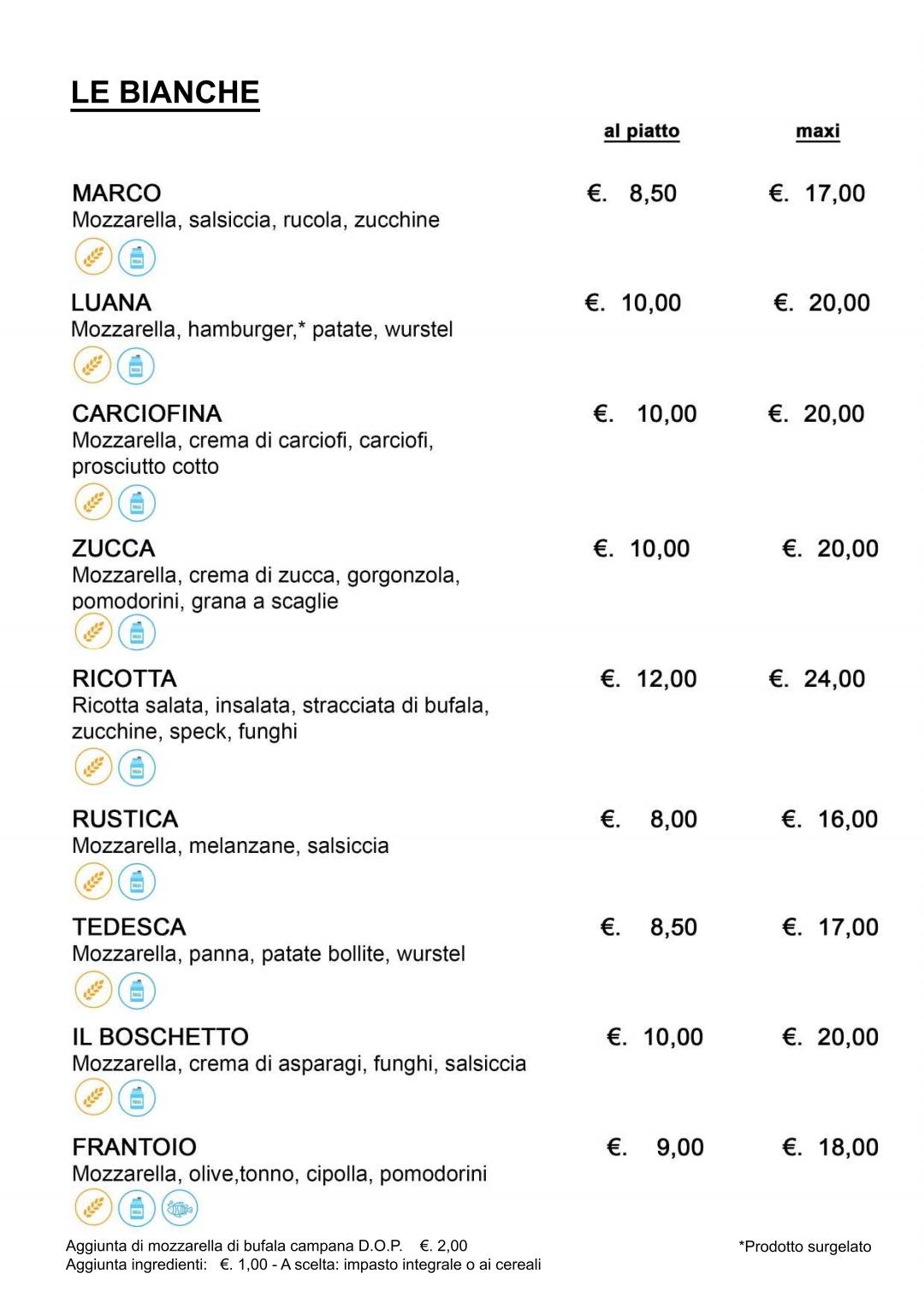 Menu di Pizzeria California 