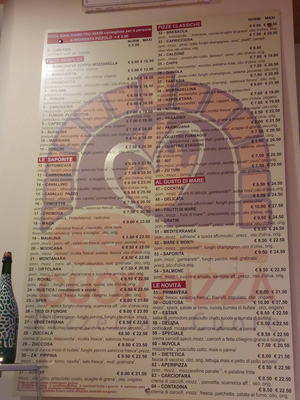 Menu di Cuor Pizza Pizzeria Sacro Cuore 