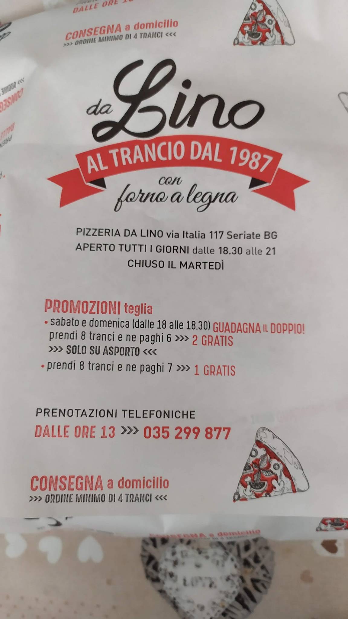 Menu di Pizzeria Da Lino 