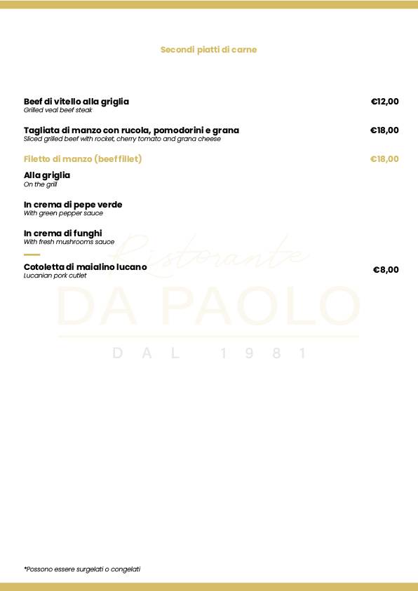 Menu di Da Paolo 