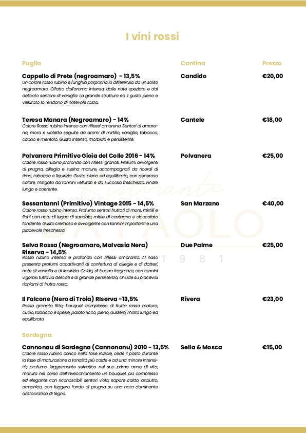 Menu di Da Paolo 