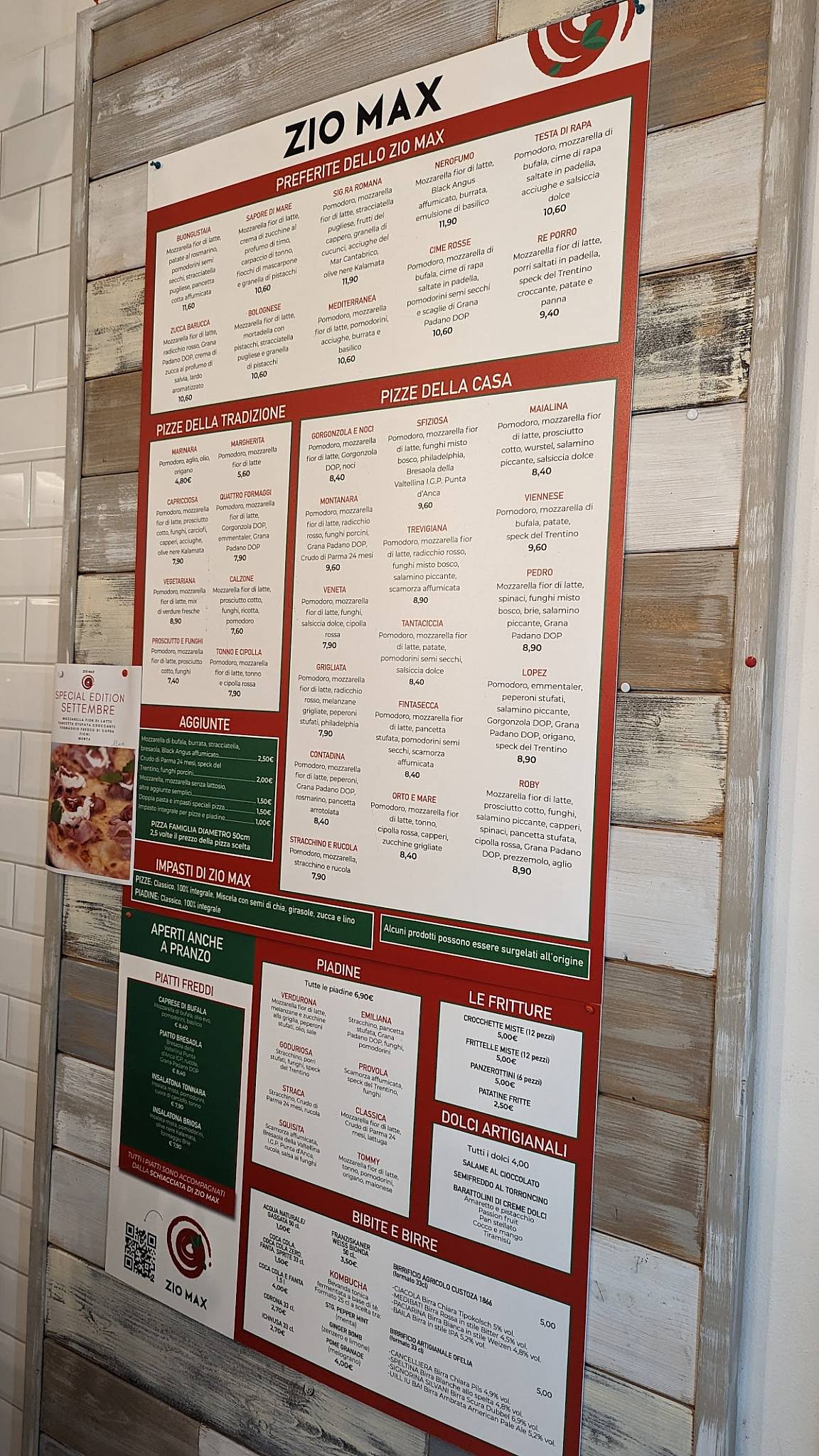 Menu di Pizzeria d'asporto Zio Max 