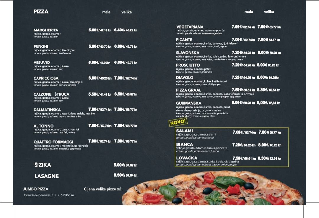 Menu di Pizzeria Graal 