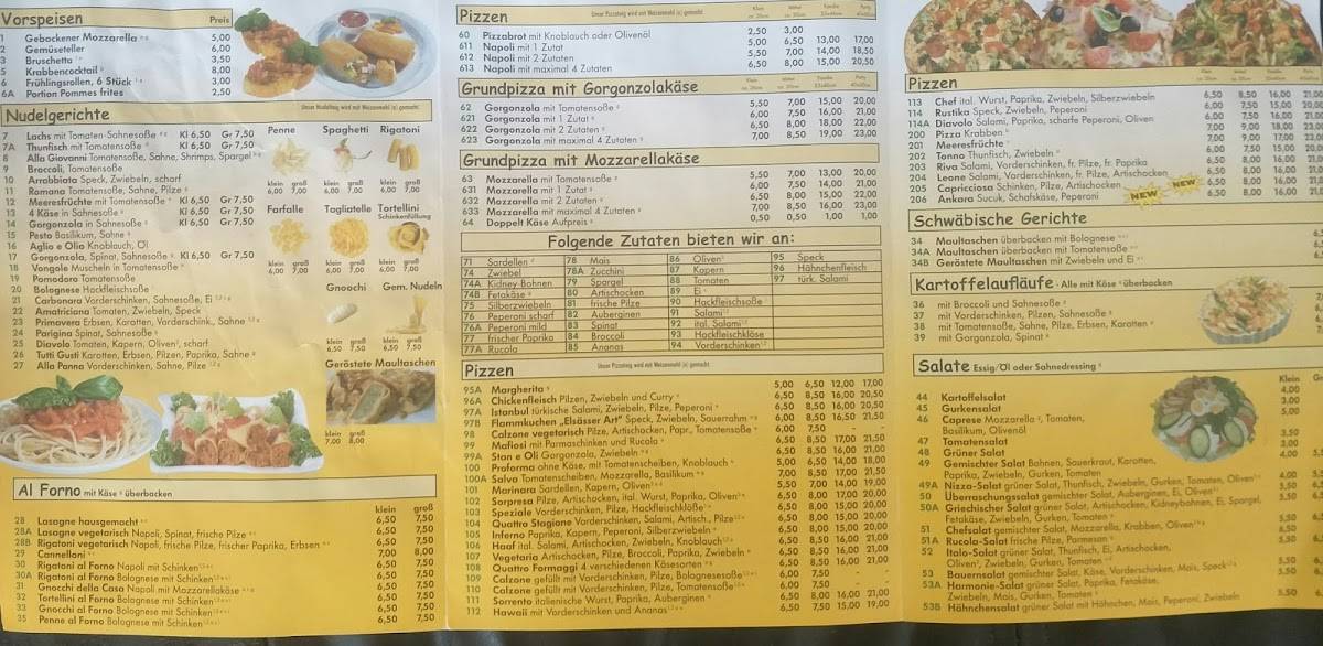 Menu de Harmonie Pizza Service