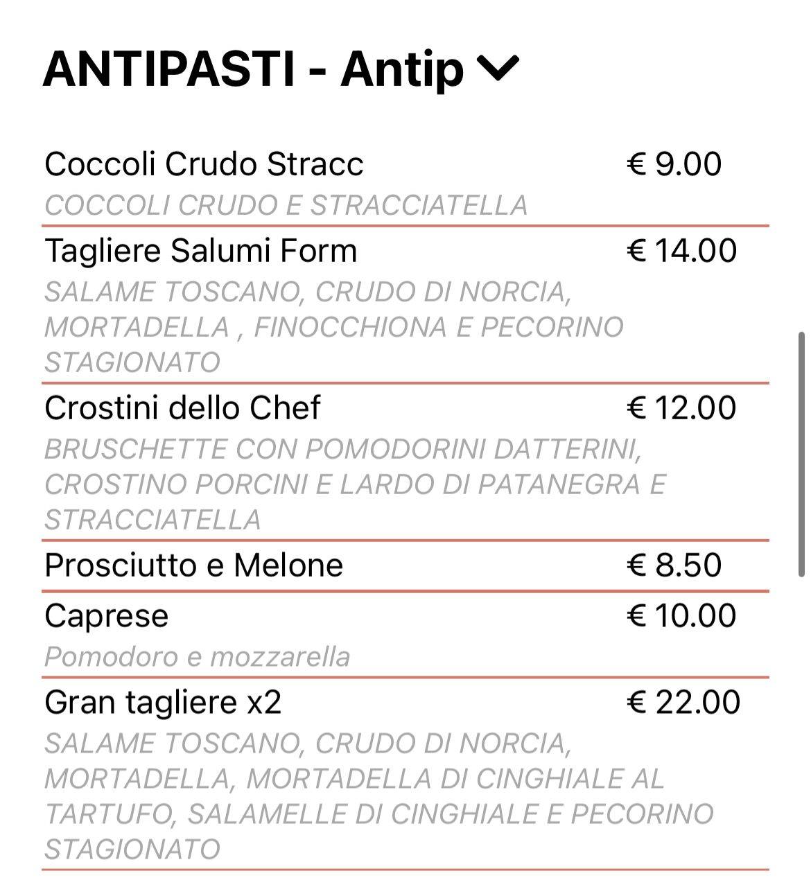 Menu di Il Furioso 