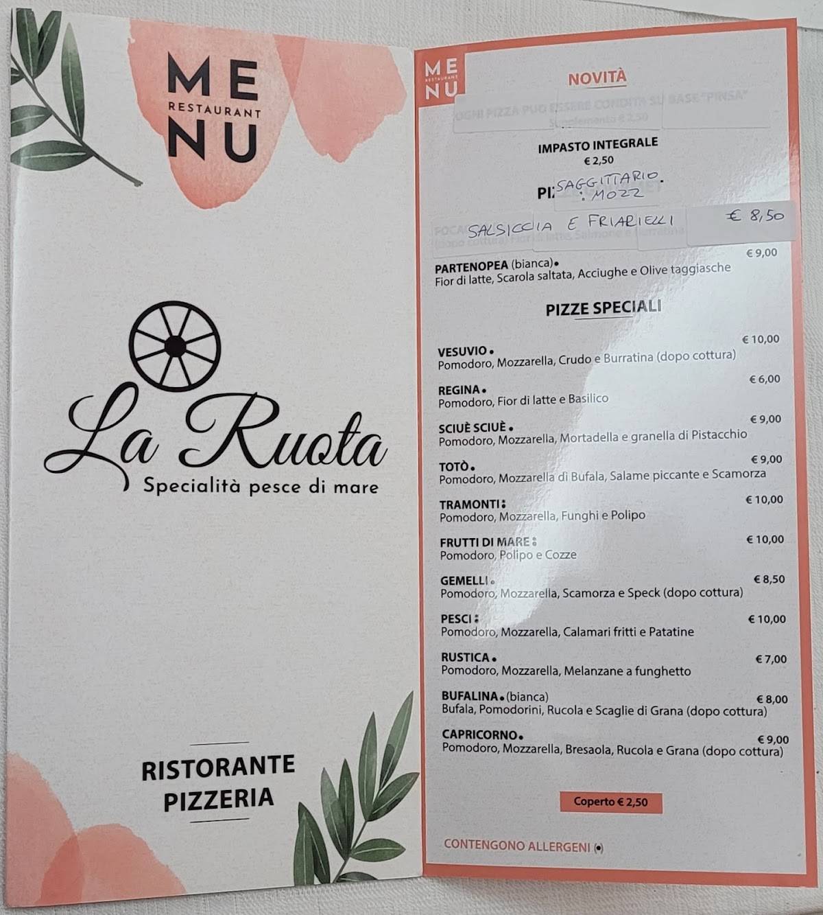 Menu di La Ruota 
