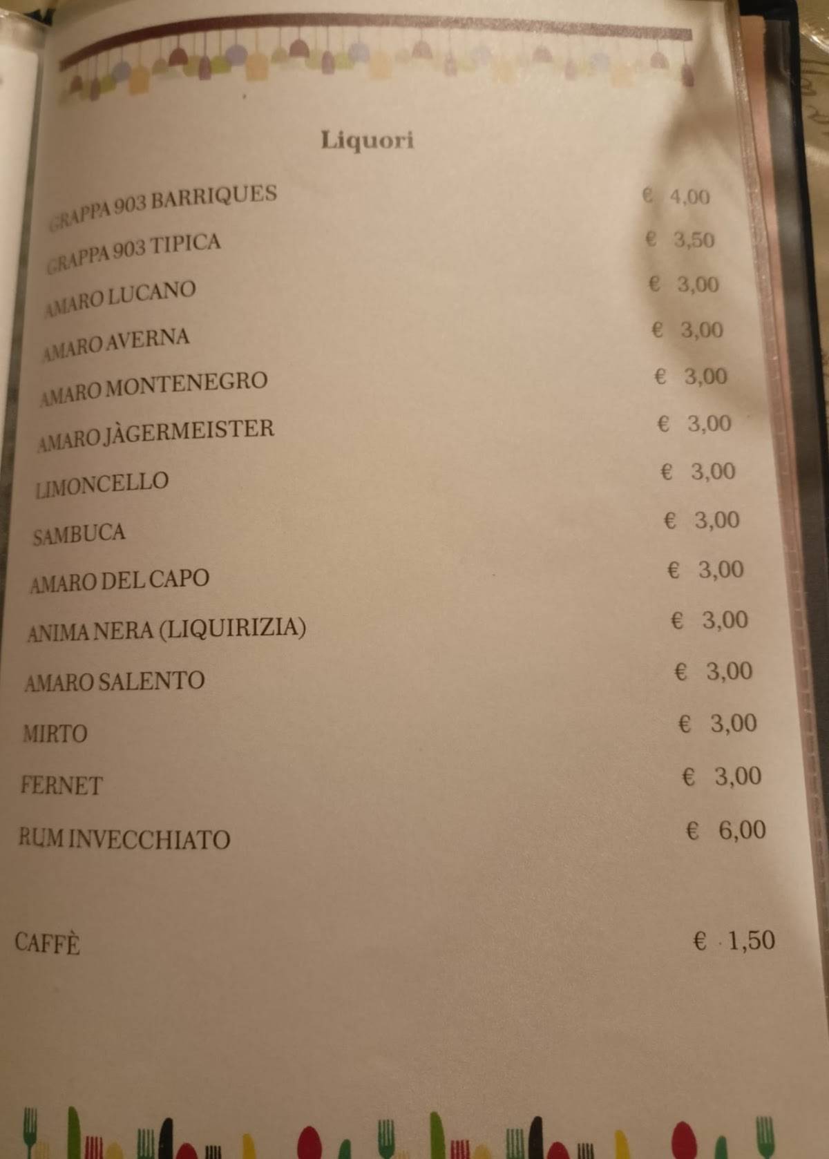 Menu di L'alternativa Pizzeria Ristorante 