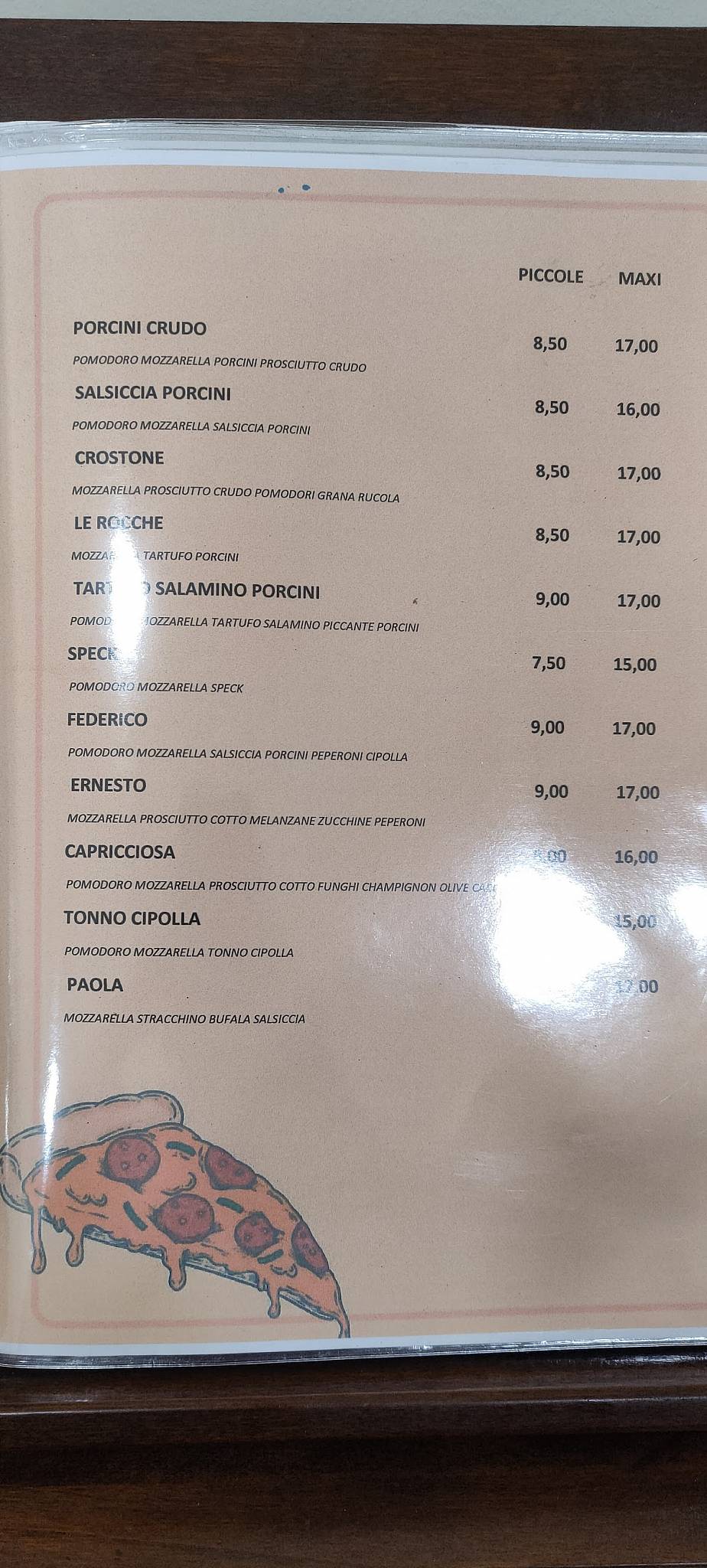 Menu di Pizzeria Le Rocche 