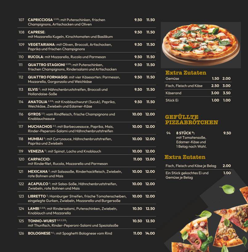 Menu de Pizzeria Libretto Rodgau