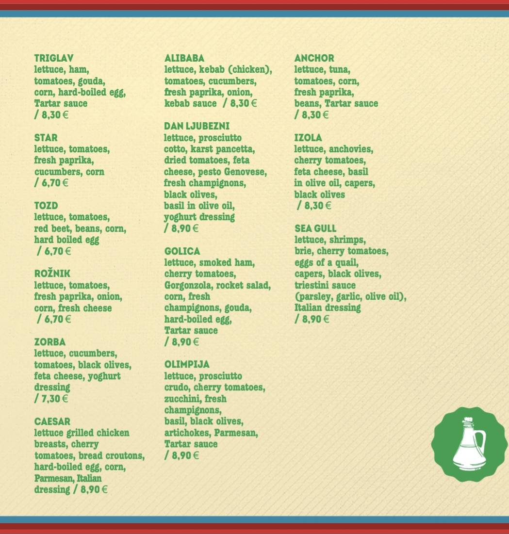 Menu di Pizzeria Parma 