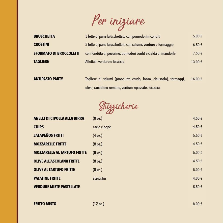 Menu di Pizza Party 