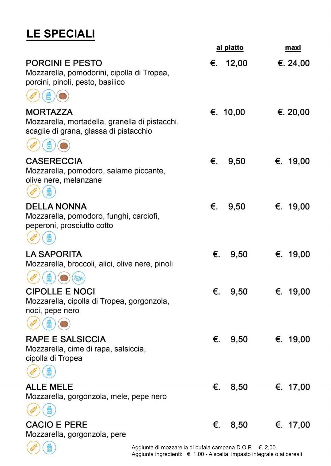 Menu di Pizzeria California 