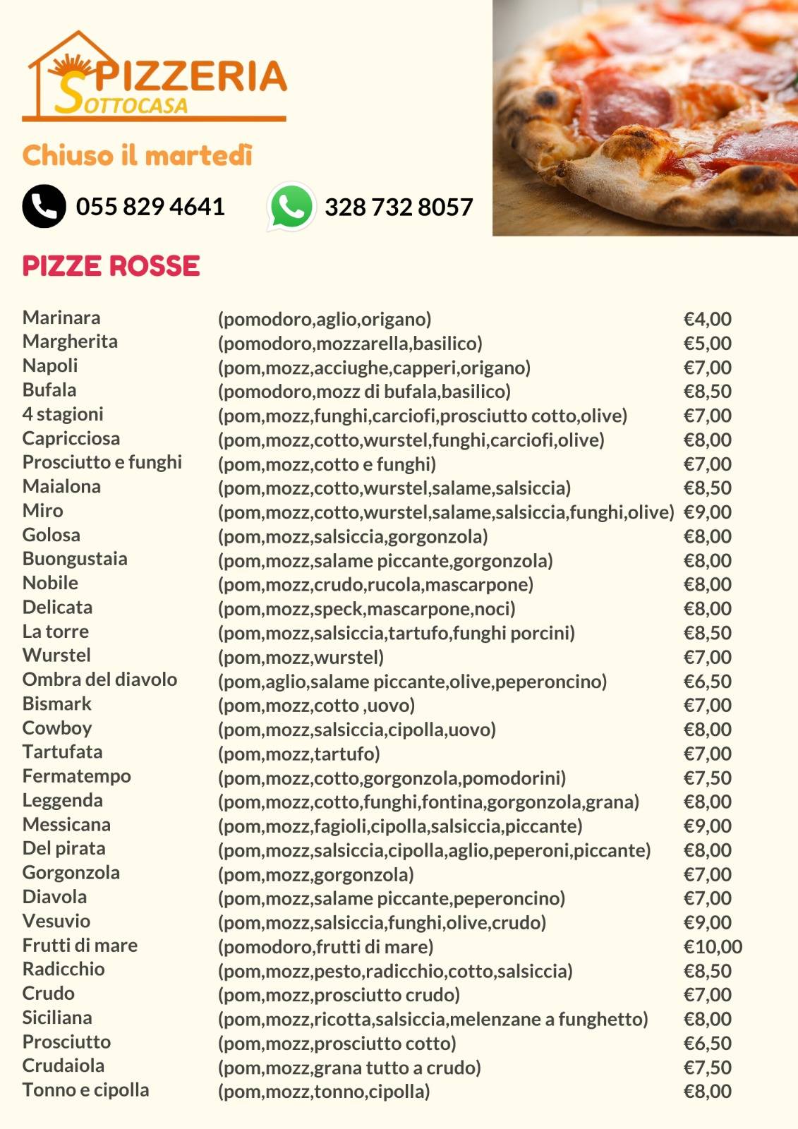 Menu di Pizzeria Sottocasa 