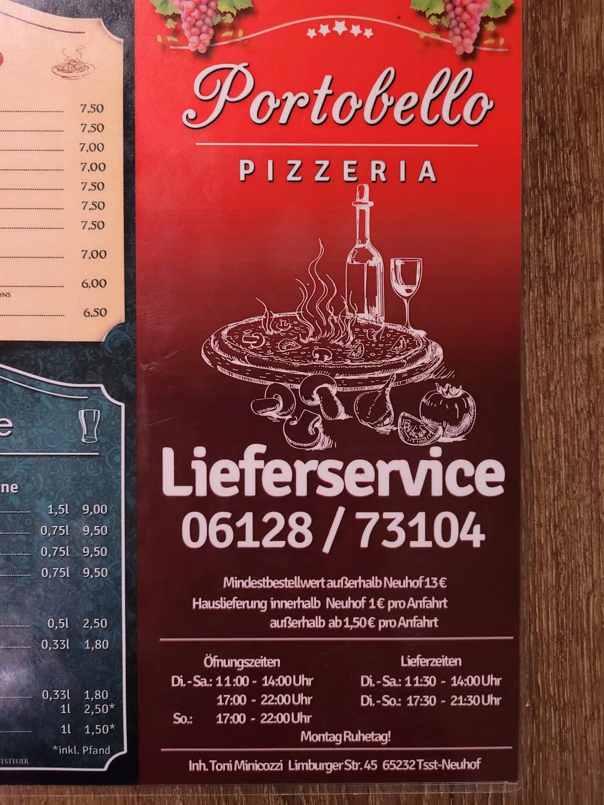 Speisekarte von Pizzeria Portobello, Taunusstein