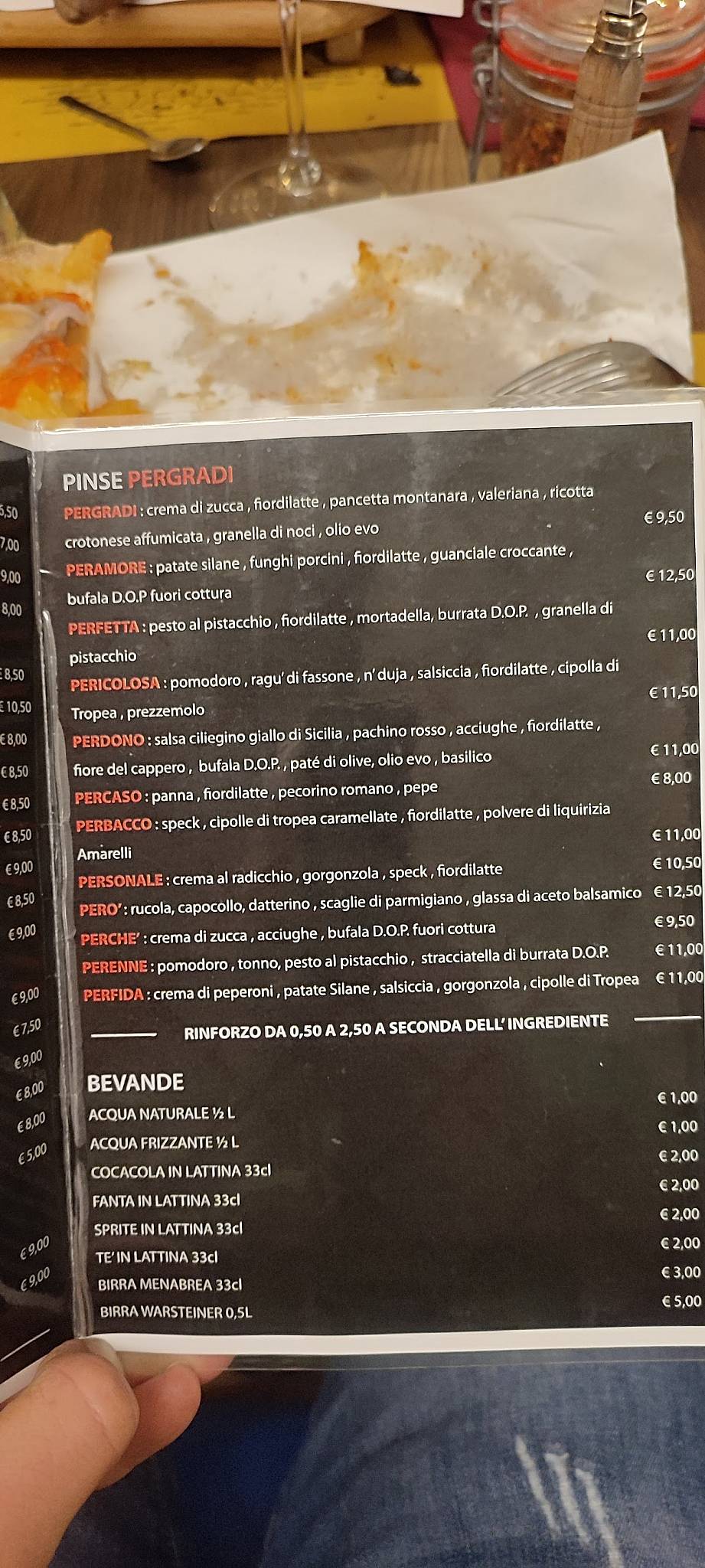 Menu di Pergradi Pizzeria Ristorante 
