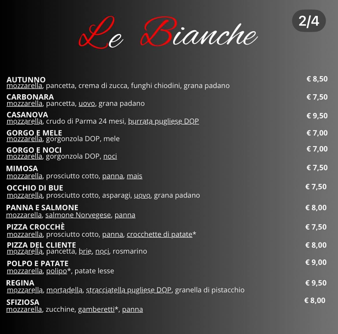 Menu di Pizzeria Roma 