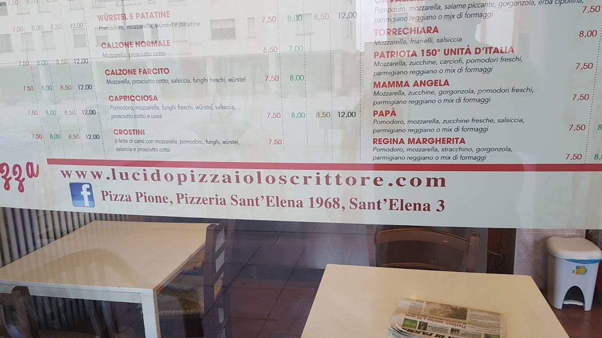 Menu di Pizzeria Sant'Elena Parma Asporto & Domicilio 